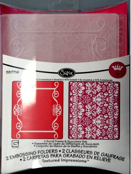Sizzix Scroll Frame & Succulent Embossing Folders Set - SCRAPBOOKFARE