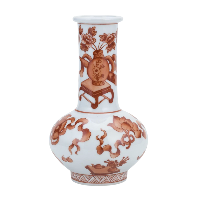 SMALL ORANGE LONG NECK VASE