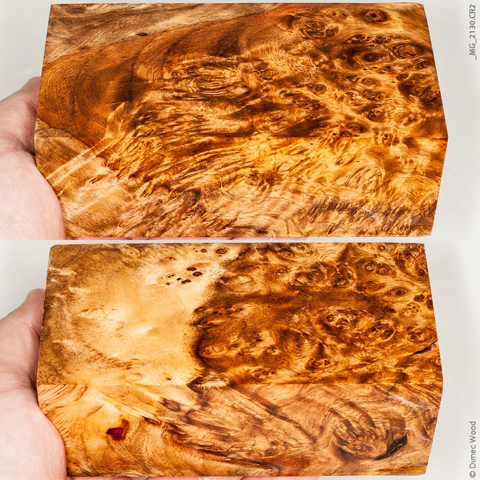 Stabilized wood golden amboyna burl block