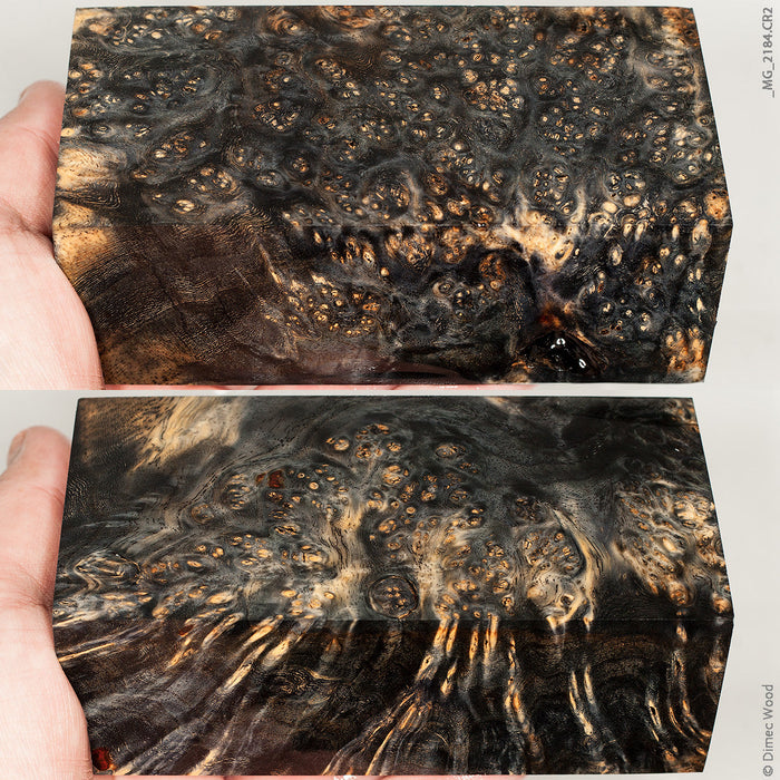 Stabilized wood golden amboyna burl block