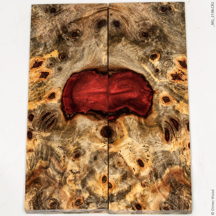 Stabilized wood hybrid buckeye burl panels
