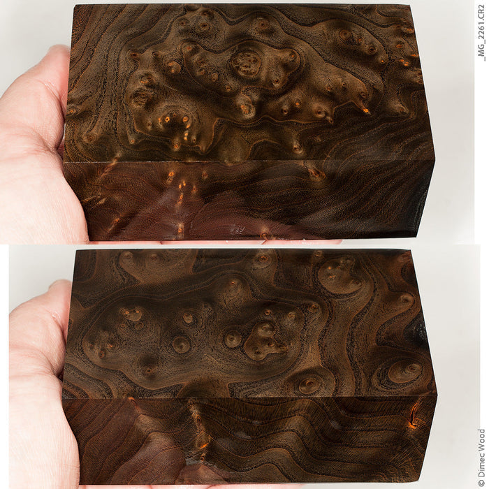 Stabilized wood wild olive burl block