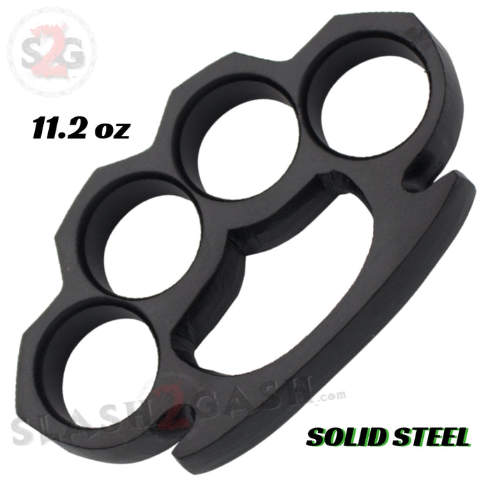 SteamPunk Knuckles Black Solid Steel Paper Weight Open Bridge - Large Knuckle Duster Heavy THICK Metal