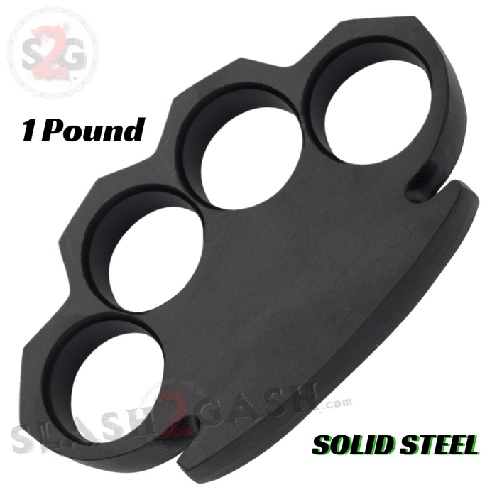 SteamPunk Knuckles Solid Black Steel Closed Paper Weight - 1 POUND lb Heavy Duty THICK