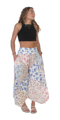 SUMMER SALE! Capri Palazzo Pants in Patchwork Printed Rayon: Ivory