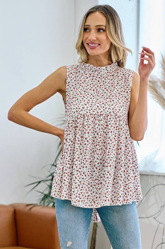 SUMMER SALE! Kassandras mockneck tunic tank: CREAM / S