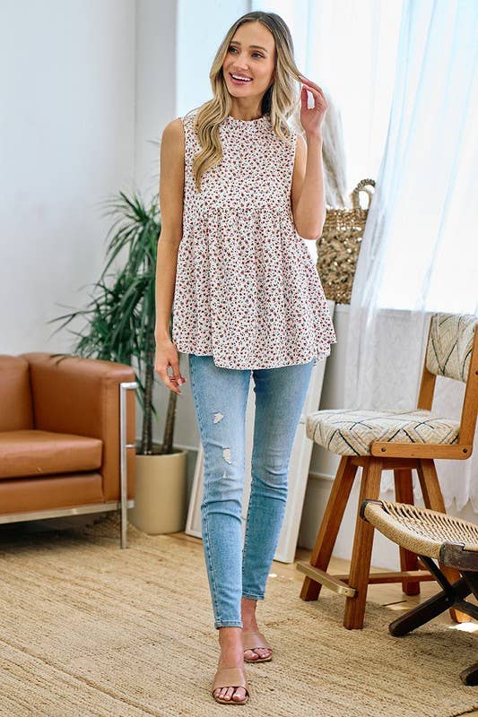 SUMMER SALE Kassandras mockneck tunic tank: CREAM / XL