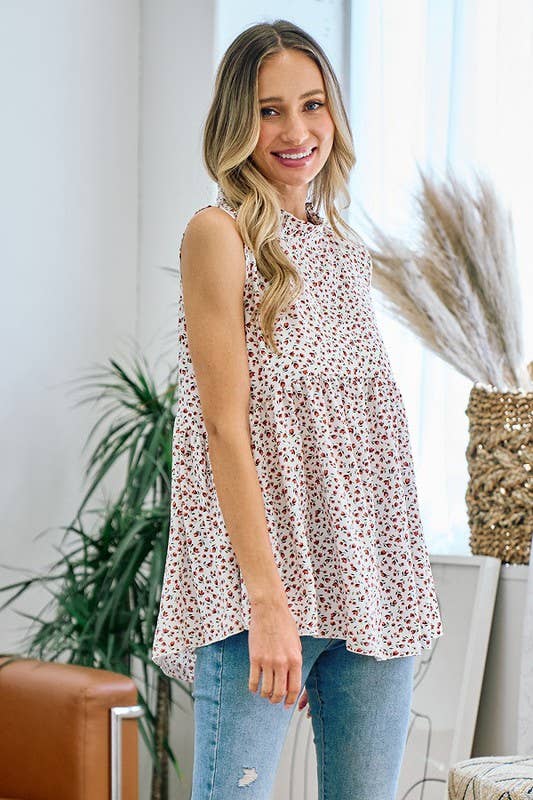 SUMMER SALE Kassandras mockneck tunic tank: CREAM / XL