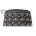 Tall Omani Kufi Hat Black Light & Dark Brown Embroidery