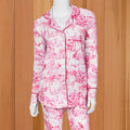The Cat's Pajamas Women's Pima Knit Pajama Set, Palm Grove Toile