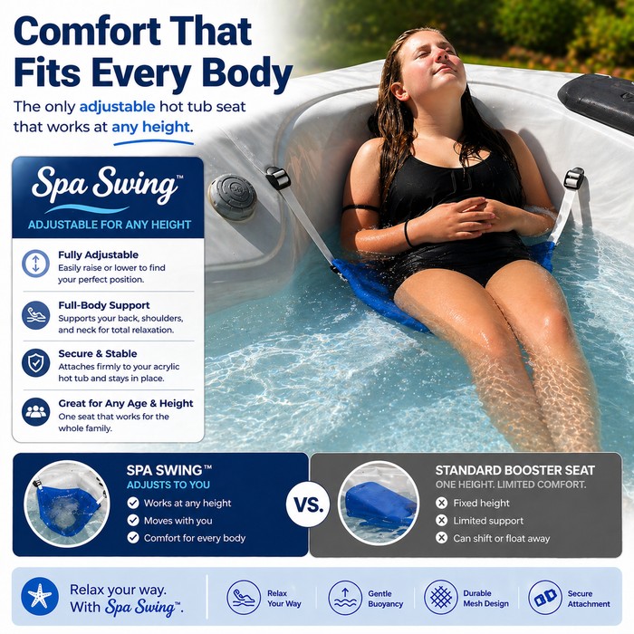 The Skimmie Spa Swing - Adjustable Hot Tub Seat - Experience Free-Style Floating - theskimmie