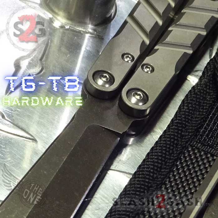 The ONE CHAB clone Butterfly Knife D2 TITANIUM Handle Balisong - Stonewash Black Blade