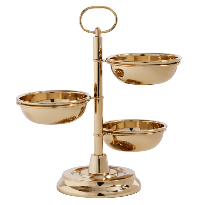 THREE TIER POLISHED GOLD CONDIMENT SET