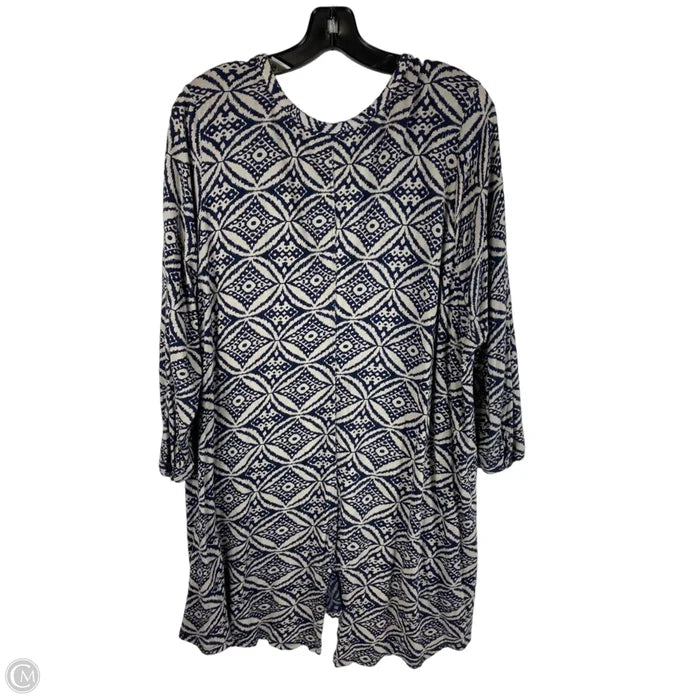 Top Long Sleeve By Lucky Brand In Blue & Cream, Size: 3x