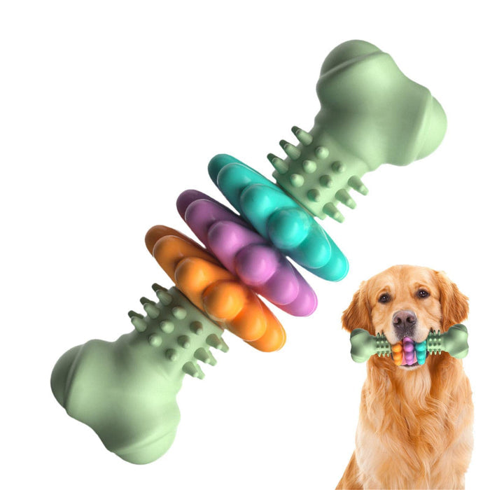 Green Indestructible Dog Chew Toy - Durable TPR Bone