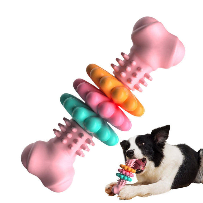 Pink Indestructible Dog Chew Toy - Hard TPR Biting Toy