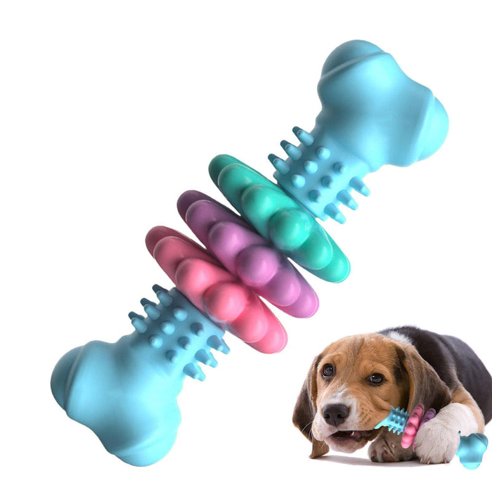 Blue and Green Indestructible Dog Chew Toy - Bone Shaped Teeth Cleaner