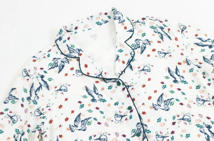 Women's Bamboo Long Sleeve Button-up Pj Set - Bye Bye Birdie