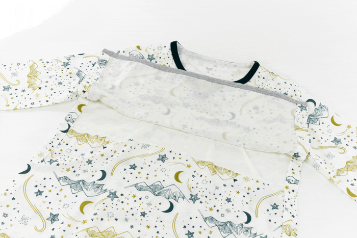 Women's Bamboo Pima 3/4 Sleeve Nursing PJ Set - Stars White