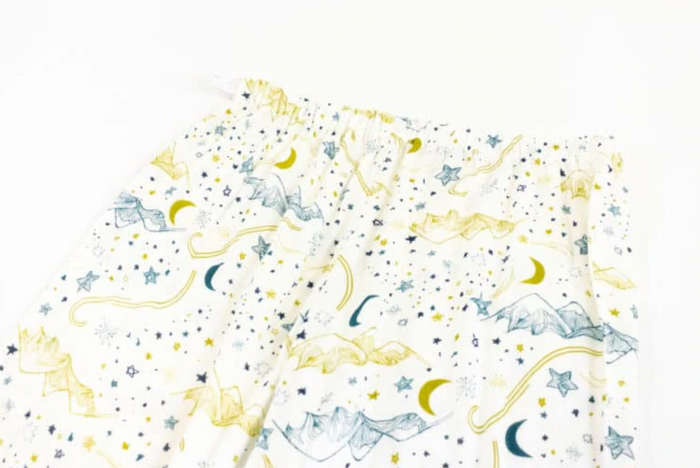 Women's Bamboo Pima 3/4 Sleeve Nursing PJ Set - Stars White