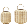 WOVEN CANE LANTERN WITH HANDLES