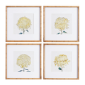 YELLOW CORAL CHRYSANTHEMUM PRINT IN FAUX BAMBOO FRAME